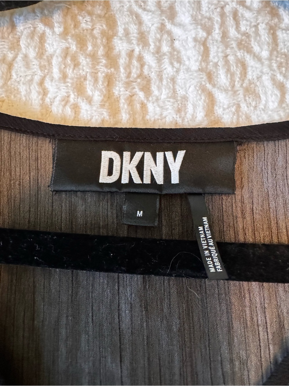 Black Sleeveless V-Neck Chiffon Overlay Top by DKNY - Picture 3 of 4